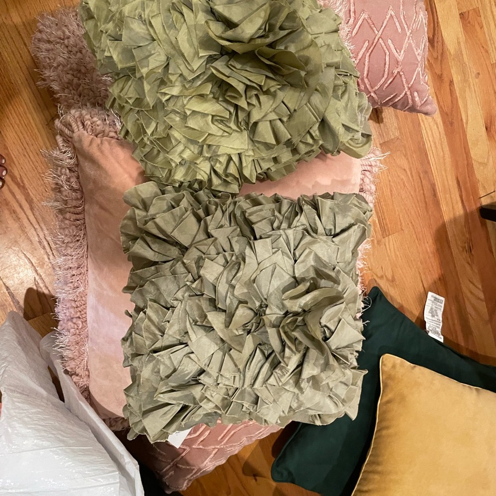 Pier 1 Green Textured Accent Pillows